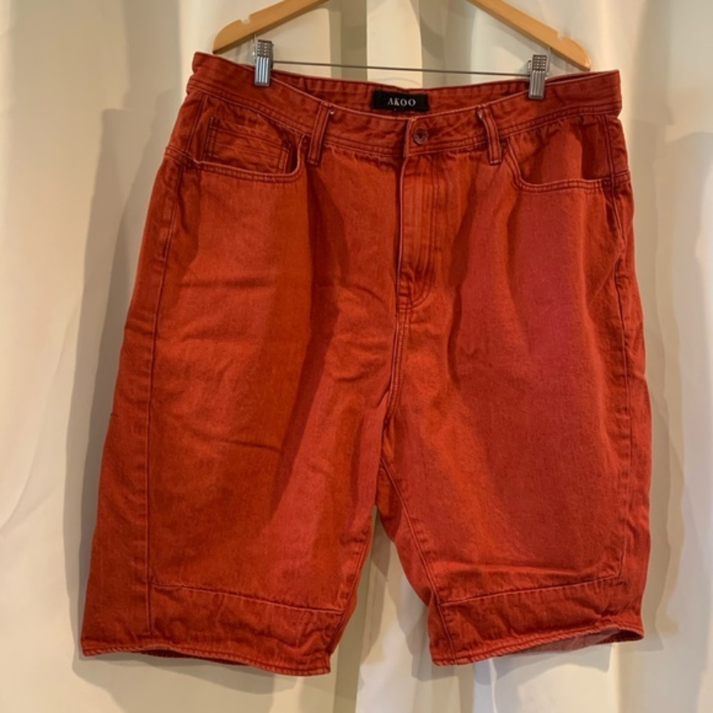 AKOO Men's Red Baggy Hip Hop Culture Jeans Shorts Size 40W‎